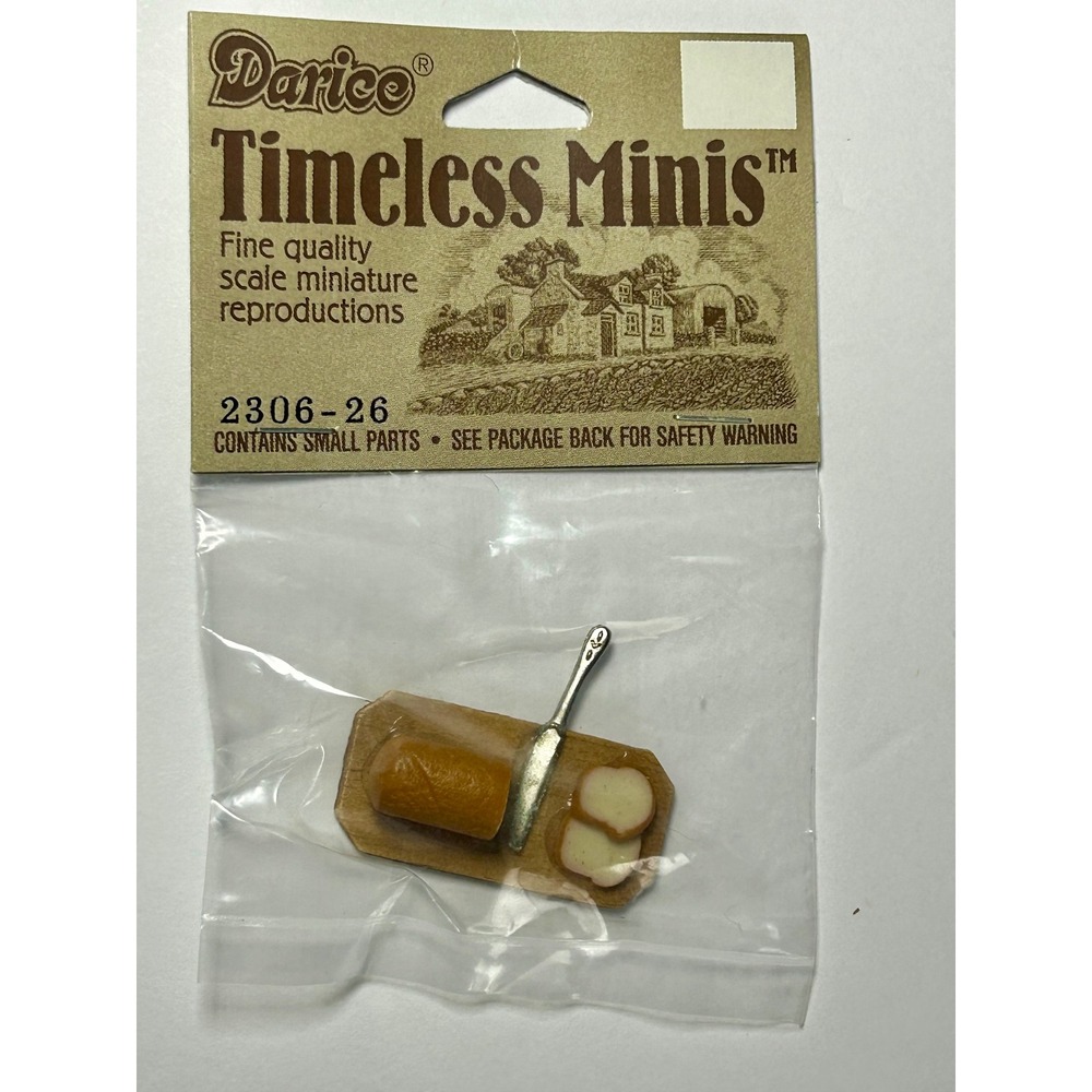 Darice Timeless Minis Bread and Knife on Cutting Board Miniature 2306-26 NEW